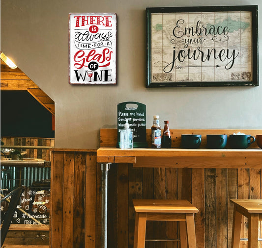 Blechschild ''There's always time for a glass Wine (grau)'' 20x30cm