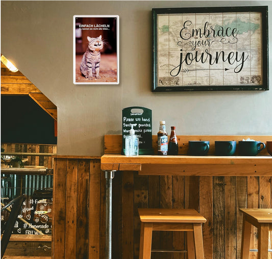 Blechschild ''Katze Einfach Lächeln. kannst nicht alle töten'' 20x30cm