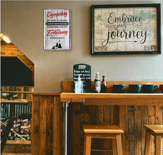 Blechschild ''Camping ist der Zustand, Verwahrlosung als Erholung empfindet'' 20x30cm