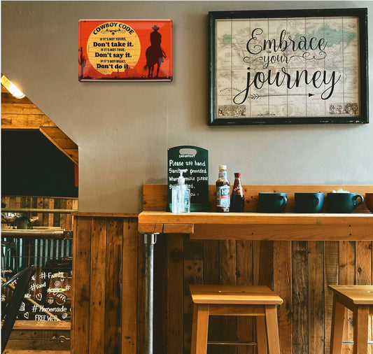 Blechschild ''Cowboy Code. If it´s not yours, don´t take it'' 20x30cm