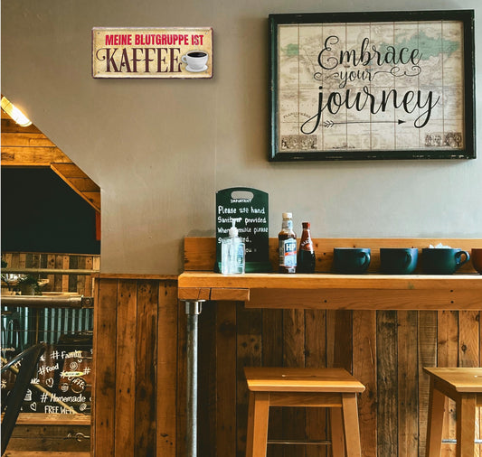 Blechschild ''Meine Blutgruppe ist Kaffee'' 28x12cm