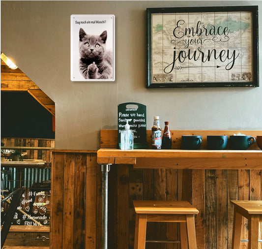 Blechschild ''Katze Sag noch einmal Muschi'' 20x30cm