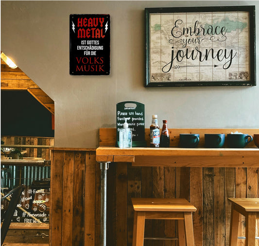 Tin Sign ''Heavy Metal God's Excuse Folk Music'' 20x30cm