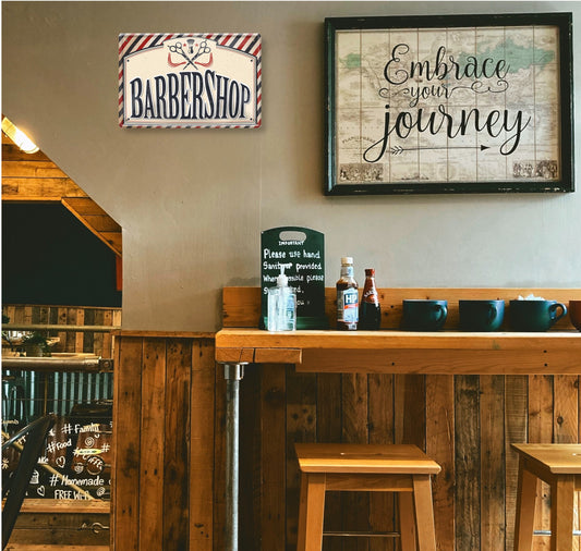 Blechschild ''Barbershop (2 Scheren)'' 20x30cm
