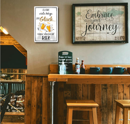 Blechschild ''Es gibt viele Wege zum Glück Bier'' 20x30cm