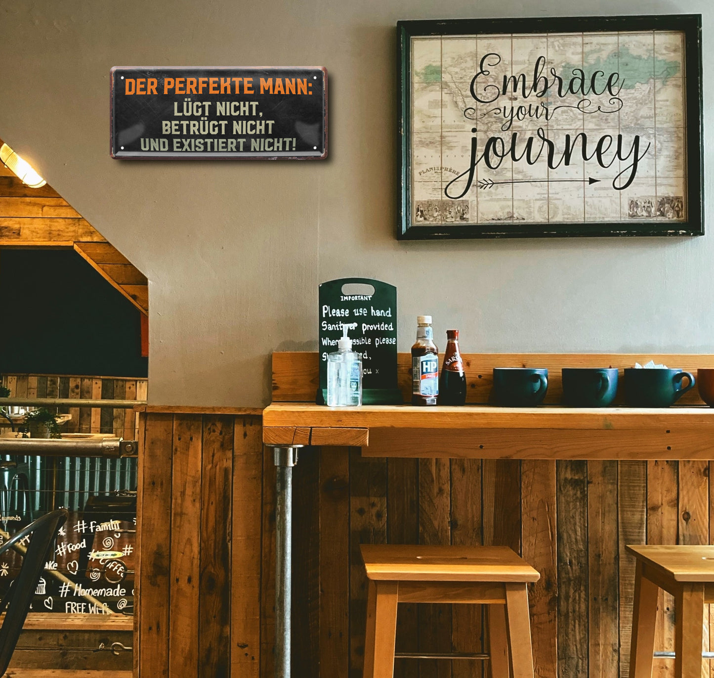 Blechschild ''Der perfekte Mann, lügt nicht, betrügt nicht'' 28x12cm