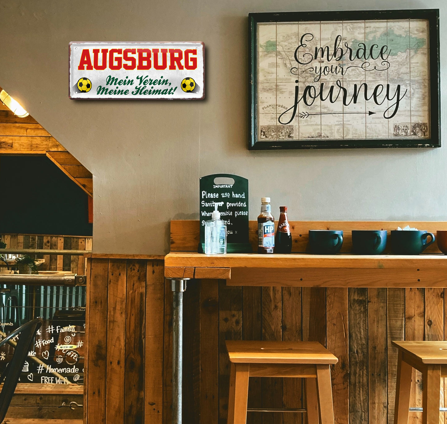 Blechschild ''Augsburg Mein Verein, meine Heimat'' 28x12cm