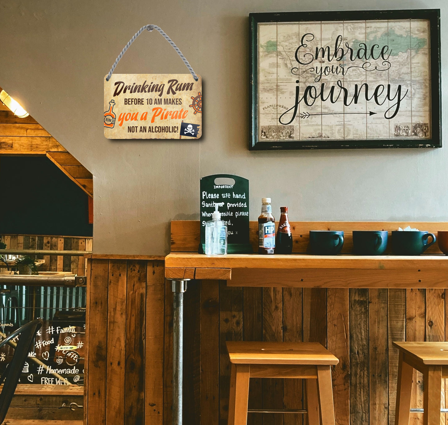 Blechschild ''Drinking Rum before 10 AM Pirate'' 18x12cm