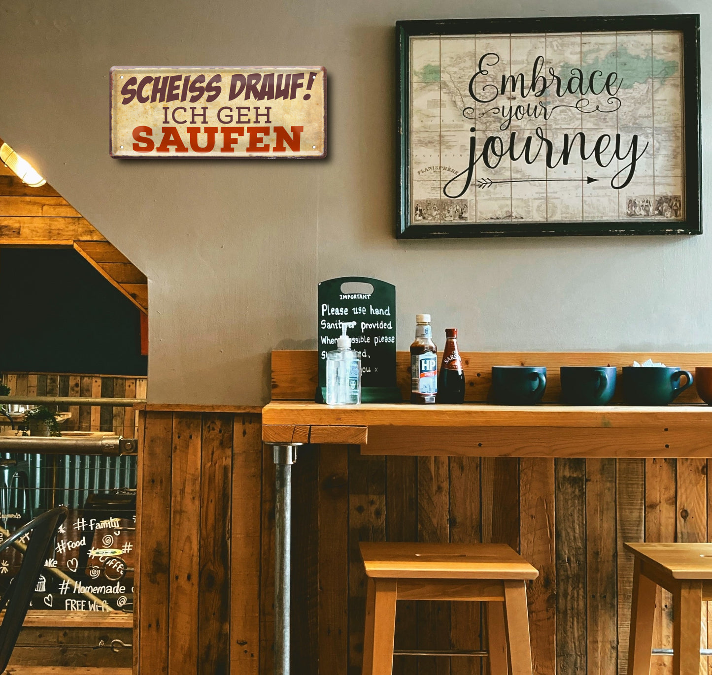 Blechschild ''Scheiss drauf! Ich geh Saufen'' 28x12cm