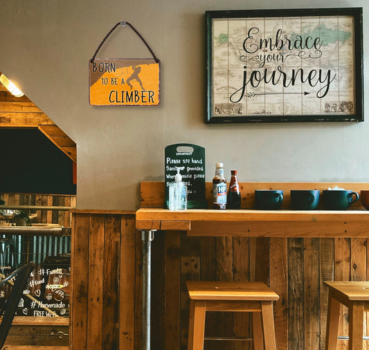 Tin Sign ''Born to be a Climber'' 18x12cm