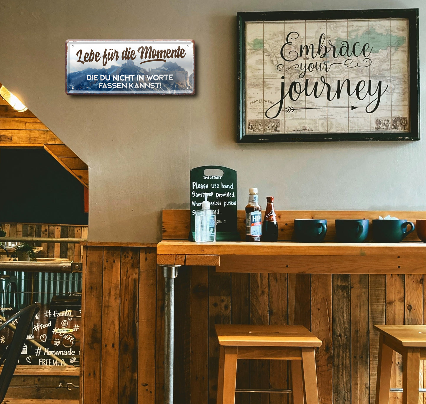 Blechschild ''Leben für die Momente'' 28x12cm