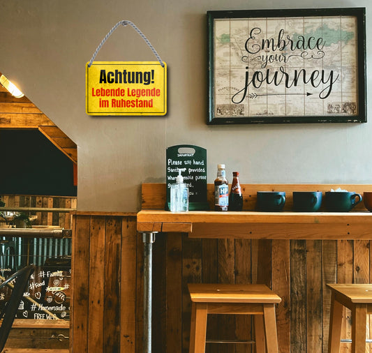 Blechschild ''Achtung lebende Lebende im Ruhestand'' 18x12cm