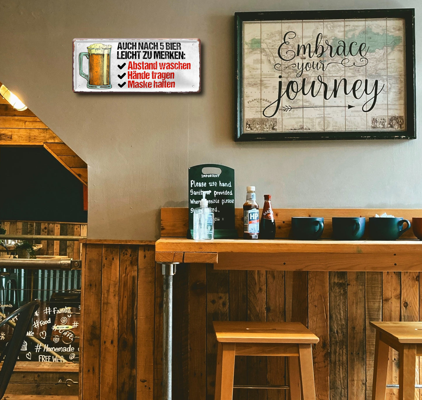 Blechschild ''Auch nach 5 Bier leicht zu merken'' 28x12cm