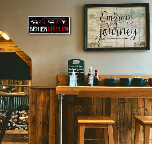 Blechschild ''Seriengriller'' 28x12cm