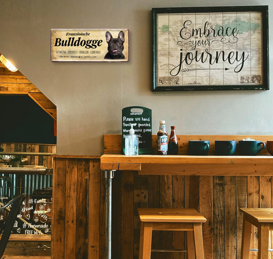 Blechschild ''Französische Bulldogge'' 28x12cm