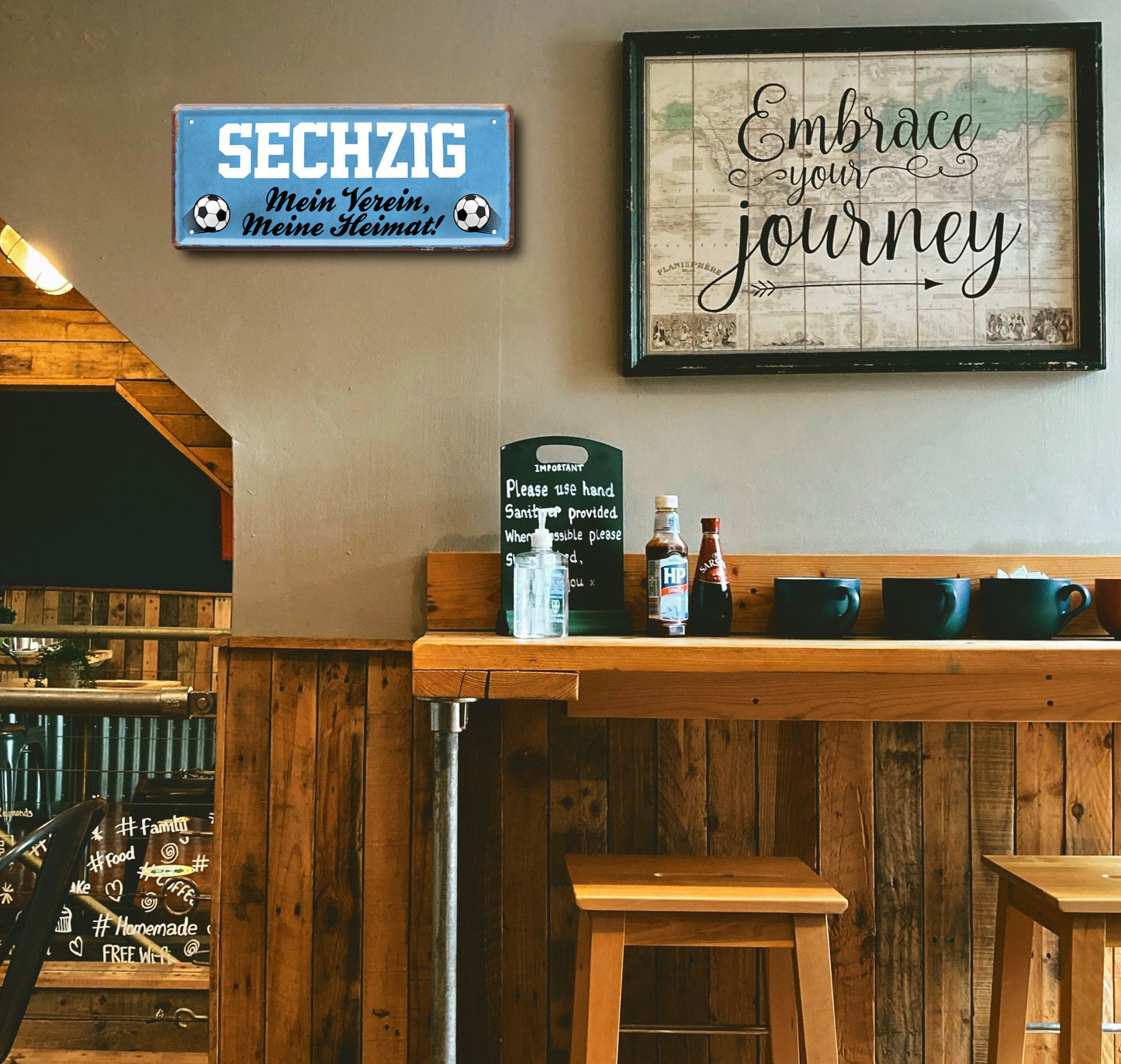 Blechschild ''Sechzig Mein Verein, meine Heimat'' 28x12cm