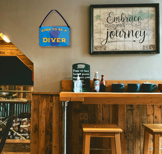 Tin sign "Born to be a Diver" 18x12cm