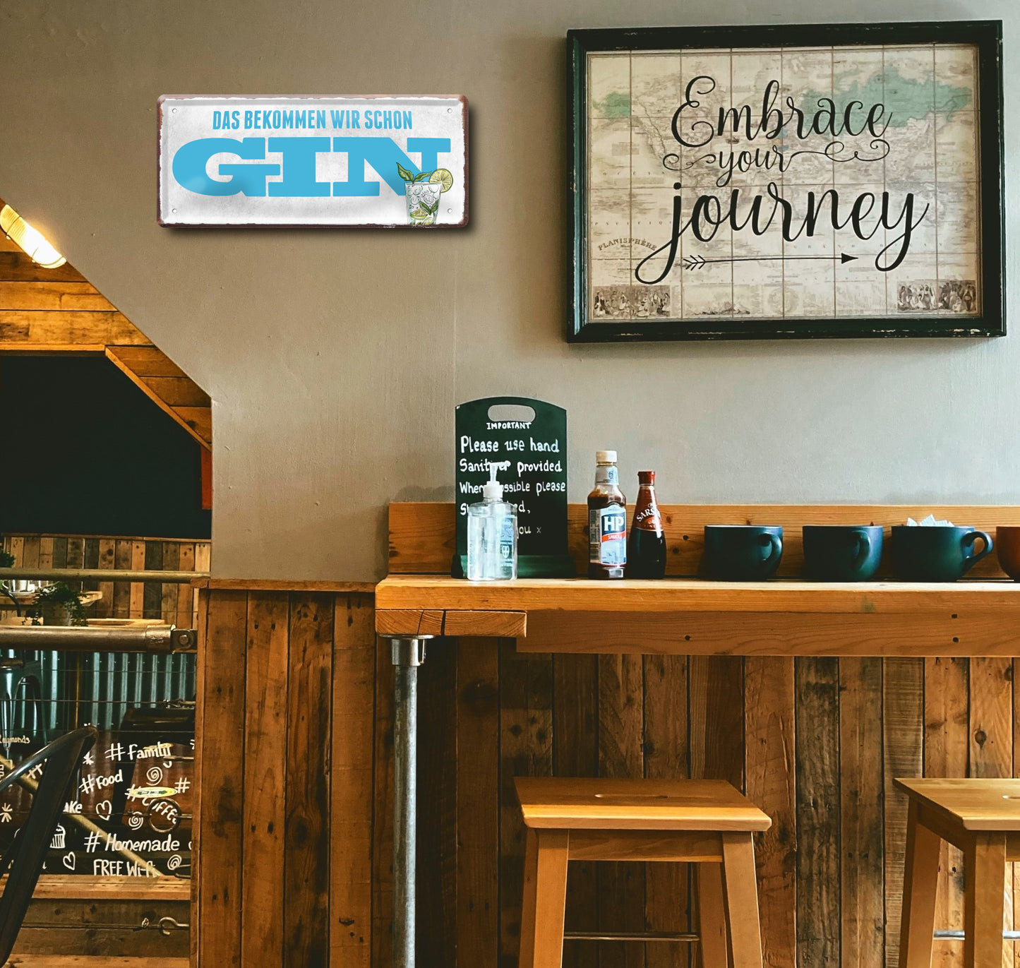 Blechschild ''Das bekommen wir Gin'' 28x12cm