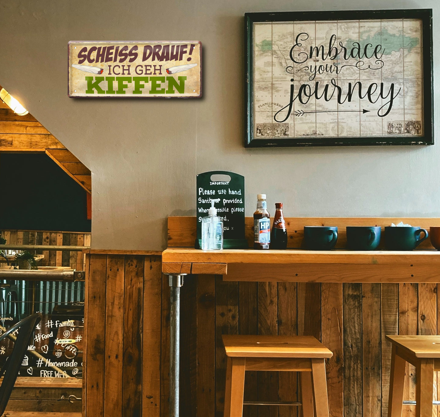 Blechschild ''Scheiss drauf! Ich geh Kiffen'' 28x12cm