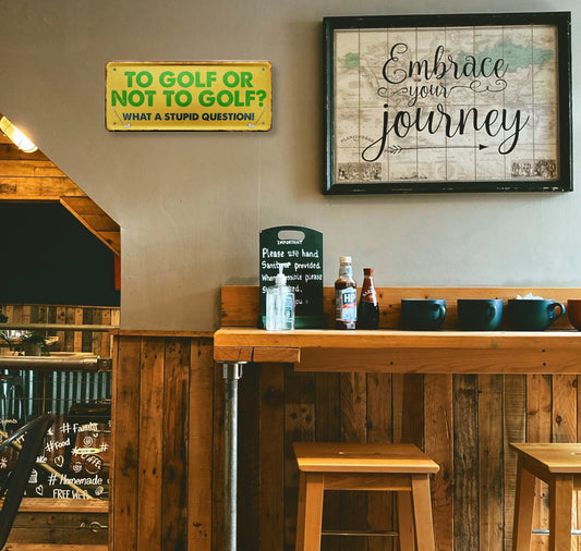 Tin sign ''To golf or not to golf'' 28x12cm