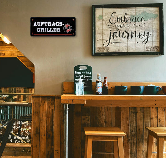 Blechschild ''Auftrags-Griller'' 28x12cm