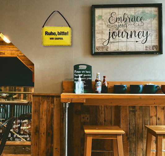 Blechschild ''Ruhe bitte wir saufen'' 18x12cm