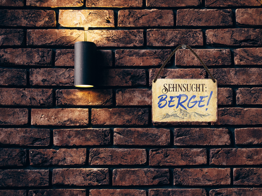 Blechschild ''Sehnsucht: Berge'' 18x12cm