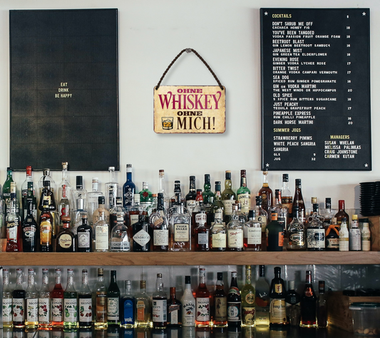 Tin sign ''without whiskey without me'' 18x12cm