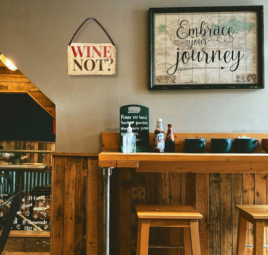 Tin sign "Wine Not" 18x12cm