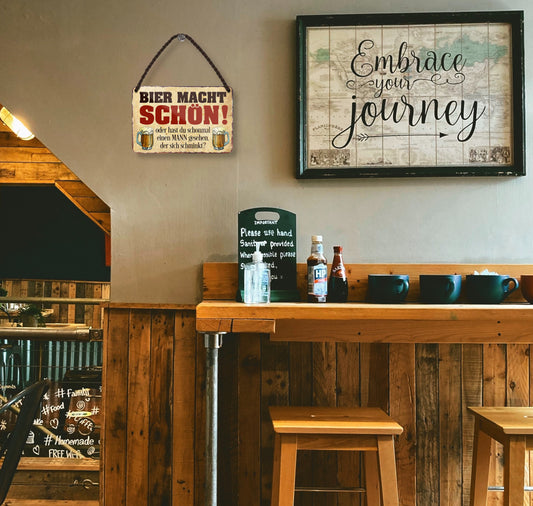 Blechschild ''Bier macht schön.. Mann gesehen der sich schminkt'' 18x12cm