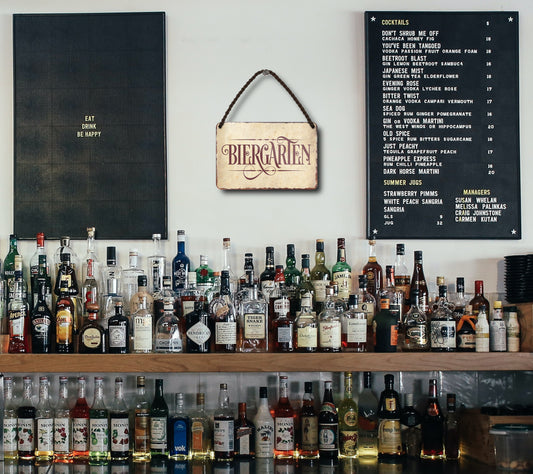 Blechschild ''Biergarten (beige)'' 18x12cm