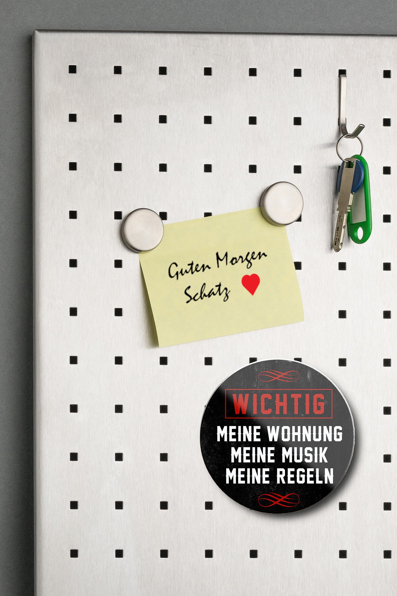 Magnet ''Wichtig. Meine Wohnung Musik Regeln'' 8x8x0,3cm