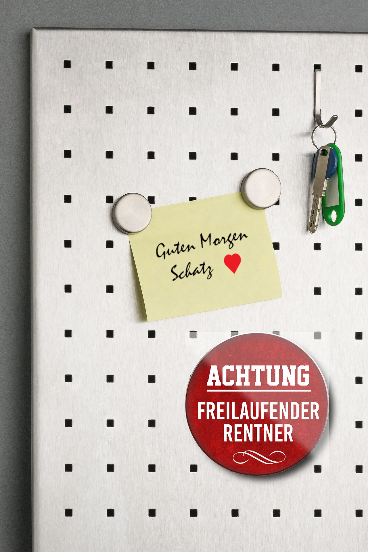 Magnet ''Achtung freilaufender Rentner'' 8x8x0,3cm