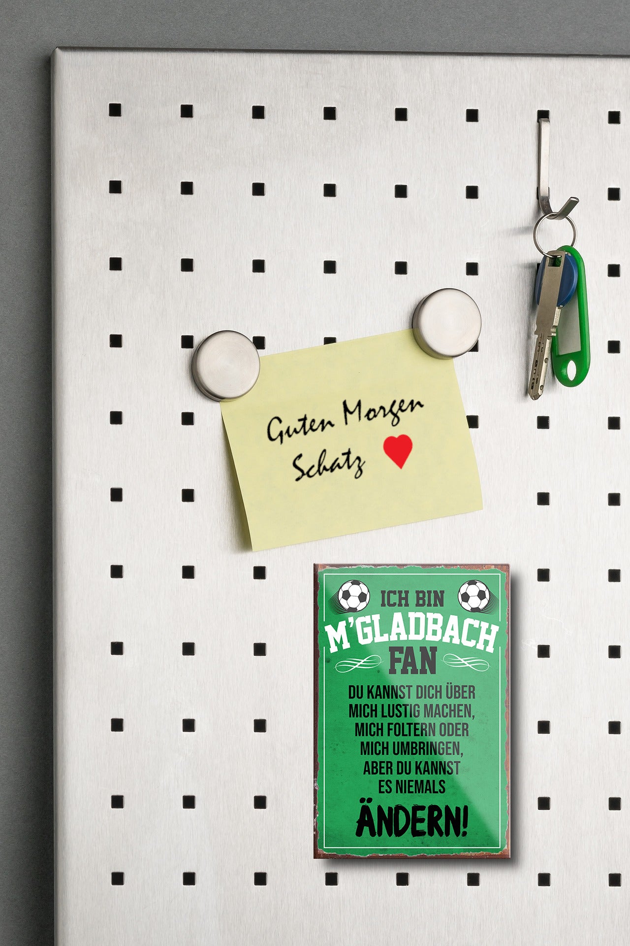 Magnet ''M'Gladbach Fan (weise schrift)'' 9x6x0,3cm