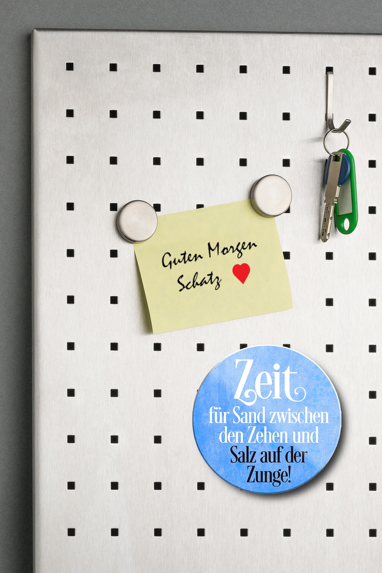 Magnet ''Zeit für Sand zwischen den Zehen (blau)'' 8x8x0,3cm