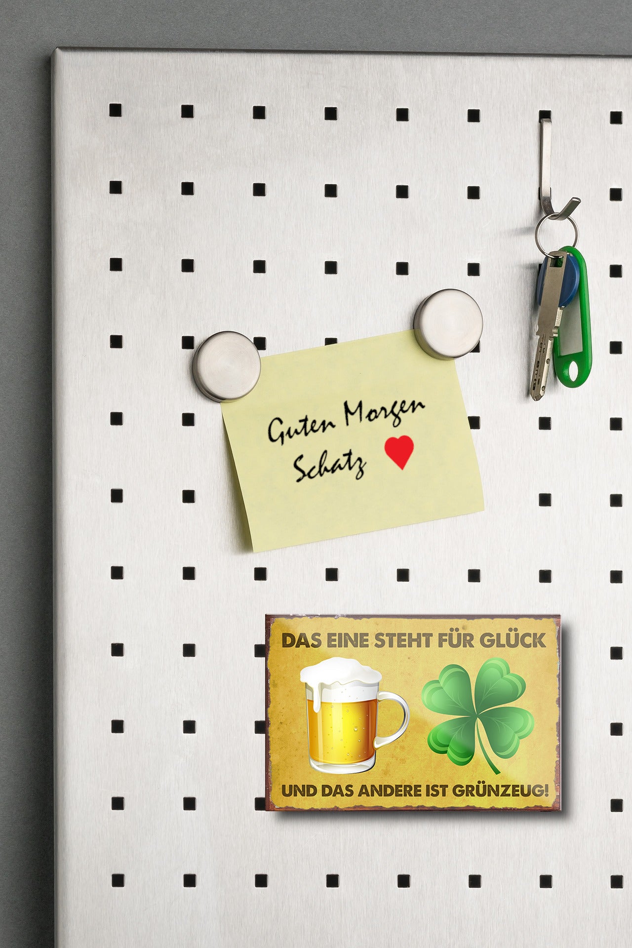 Magnet ''Das eine steht für Glück andere ist Grünzeug'' 9x6x0,3cm