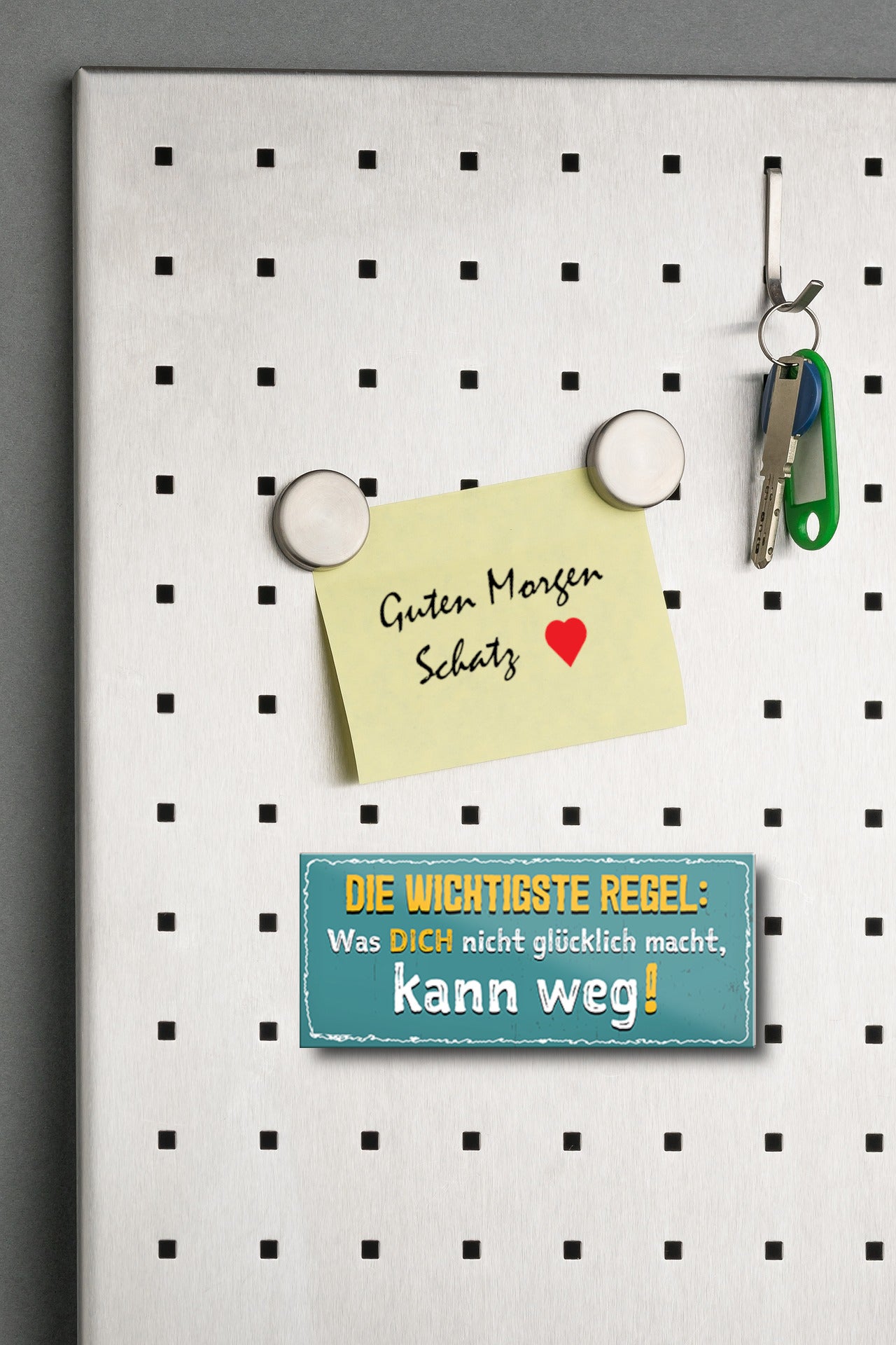 Magnet ''Die wichtigste Regel Was nicht glücklich macht kann weg'' 9,3x4cm