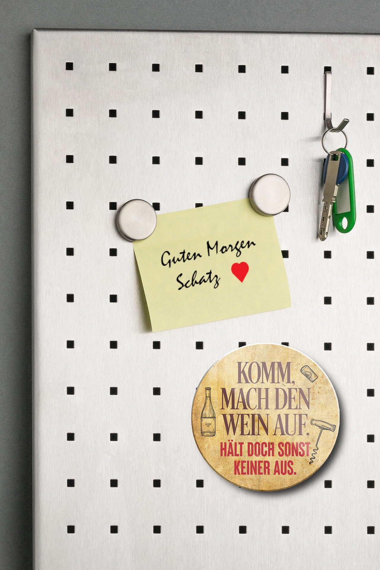 Magnet ''Komm mach den Wein auf'' 8x8x0,3cm