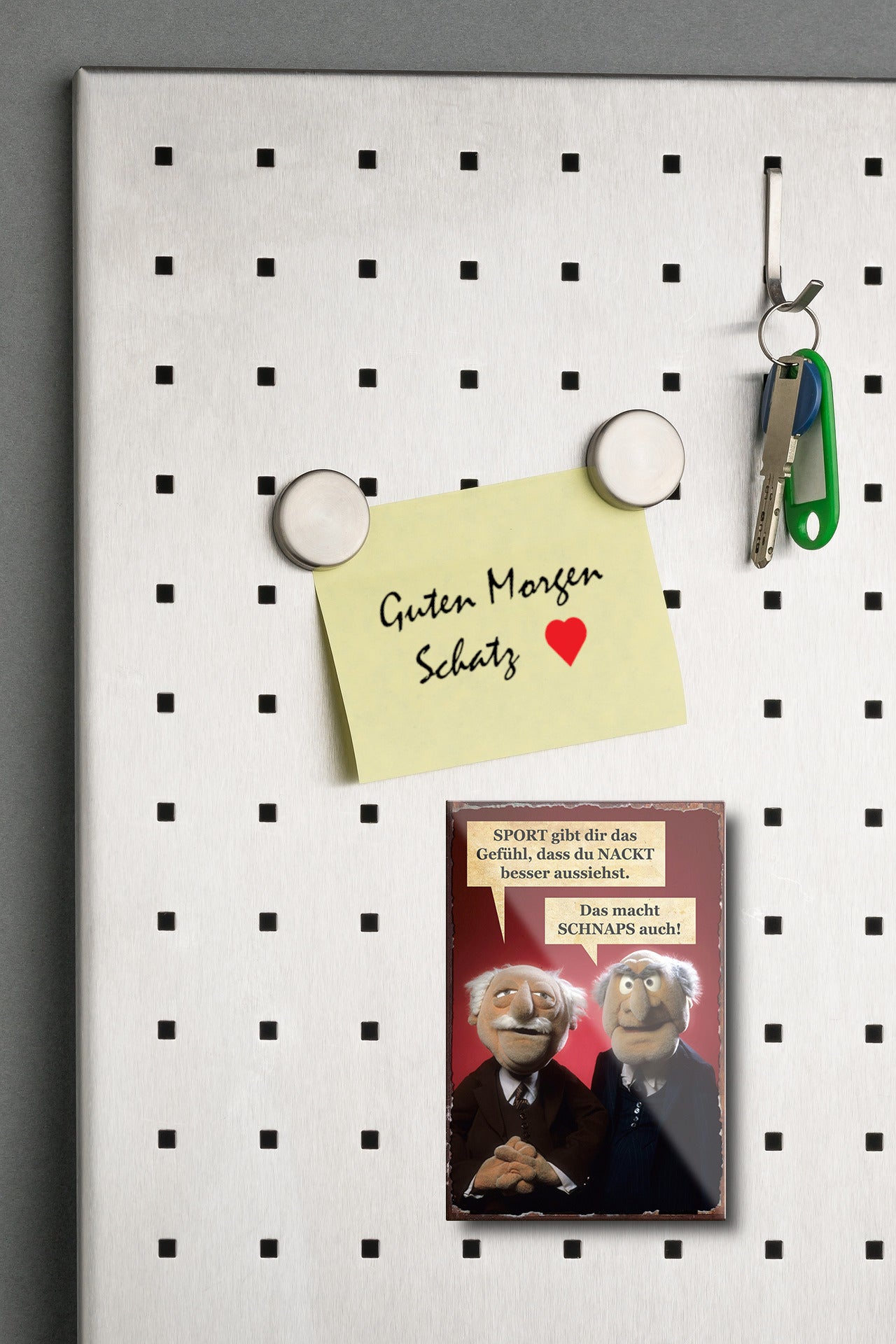 Magnet ''Sport gibt mir das Gefühl Schnaps auch'' 9x6x0,3cm