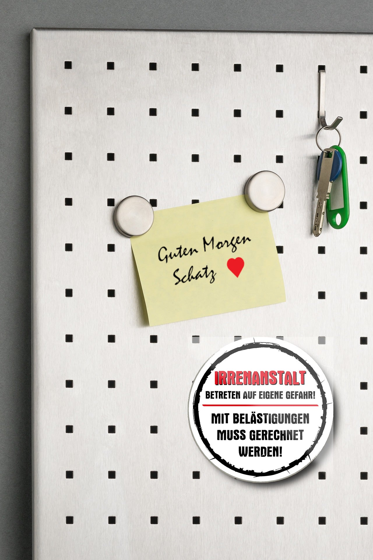 Magnet ''Irrenanstalt Betreten auf eigene Gefahr'' 8x8x0,3cm