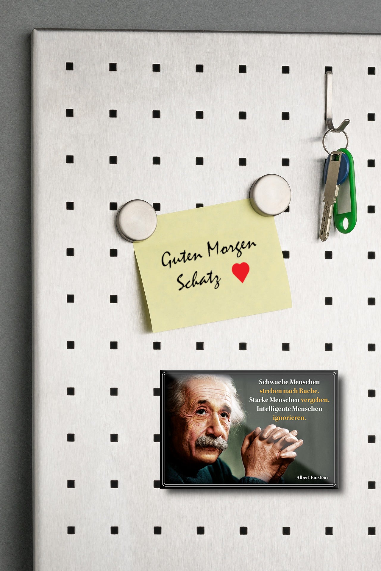 Magnet ''Schwache Menschen streben mach Rache (Einstein)'' 9x6x0,3cm