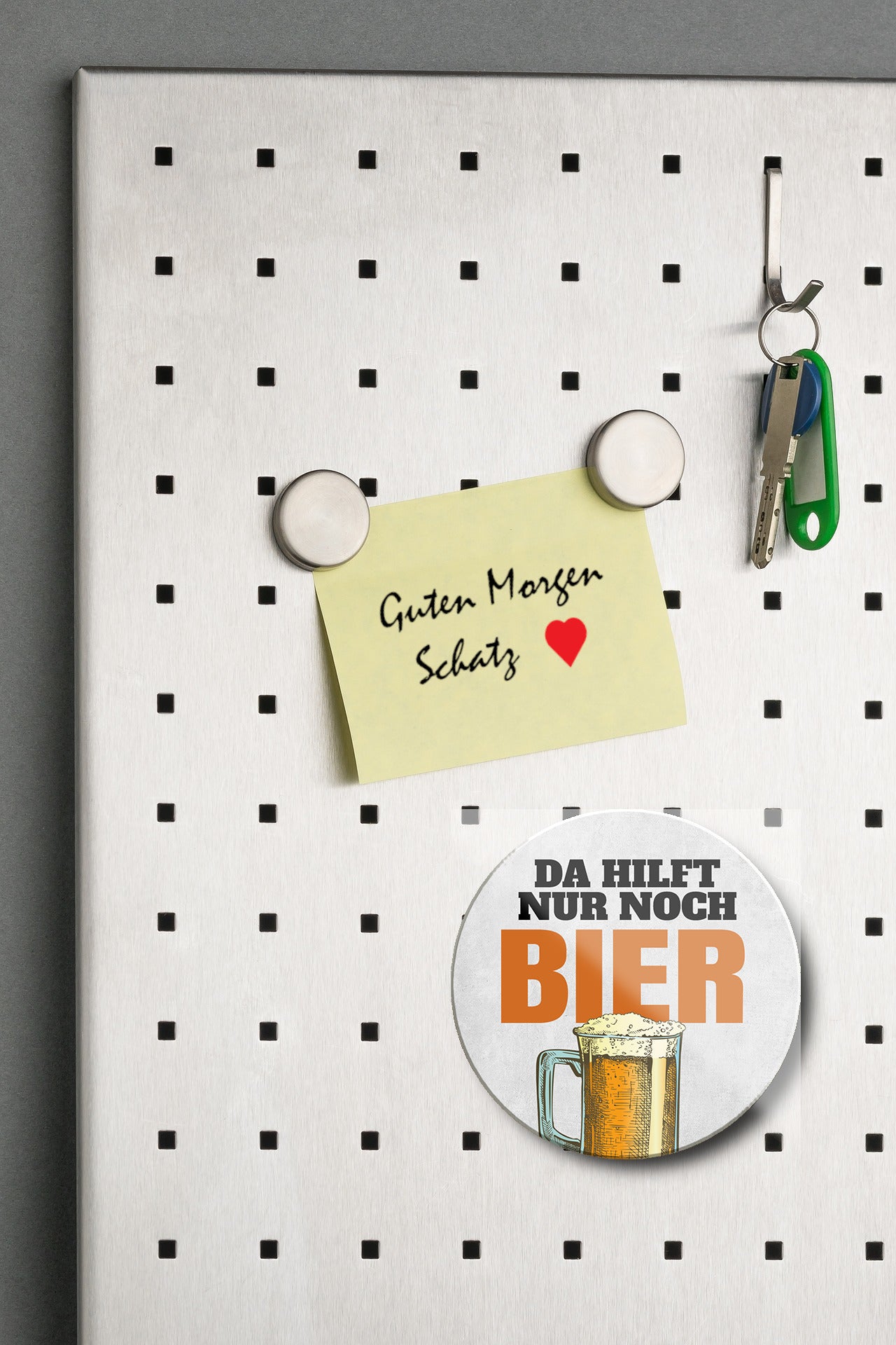 Magnet ''Da hilft nur noch Bier'' 8x8x0,3cm