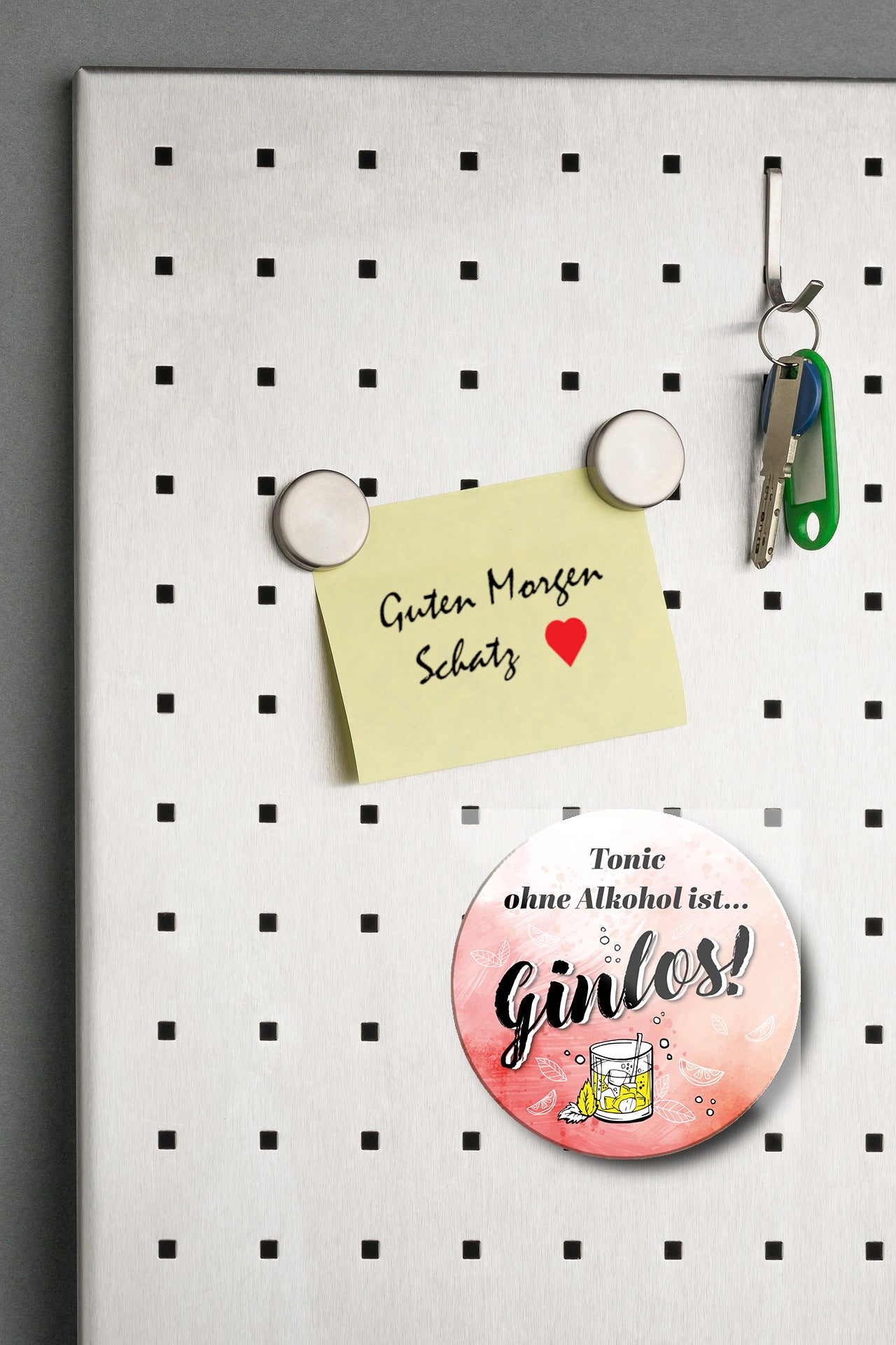 Magnet ''Tonic ohne Alkohol ist Ginlos (rosa)'' 8x8x0,3cm