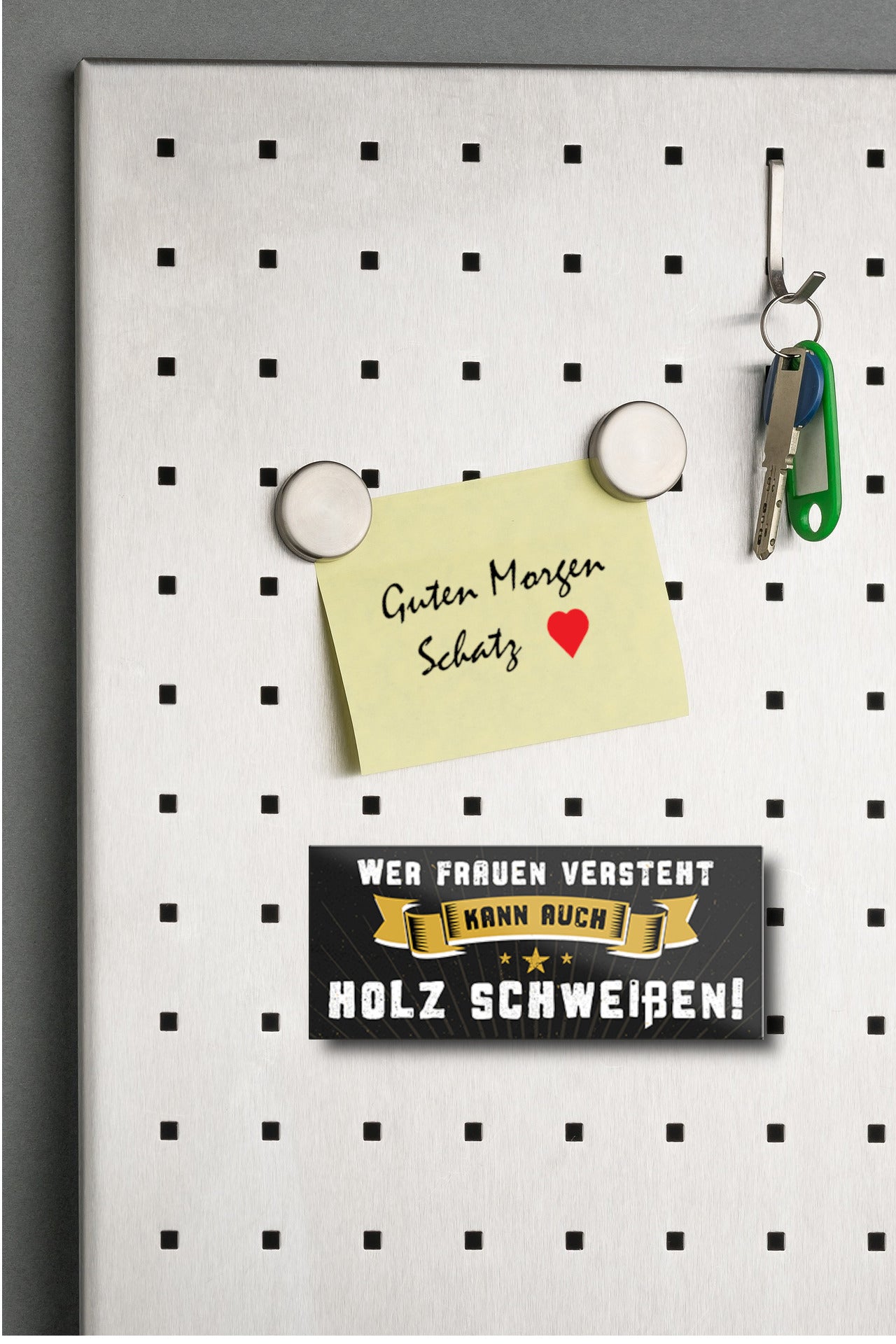 Magnet ''Wer Frauen versteht kann auch Holz schweißen'' 9,3x4cm