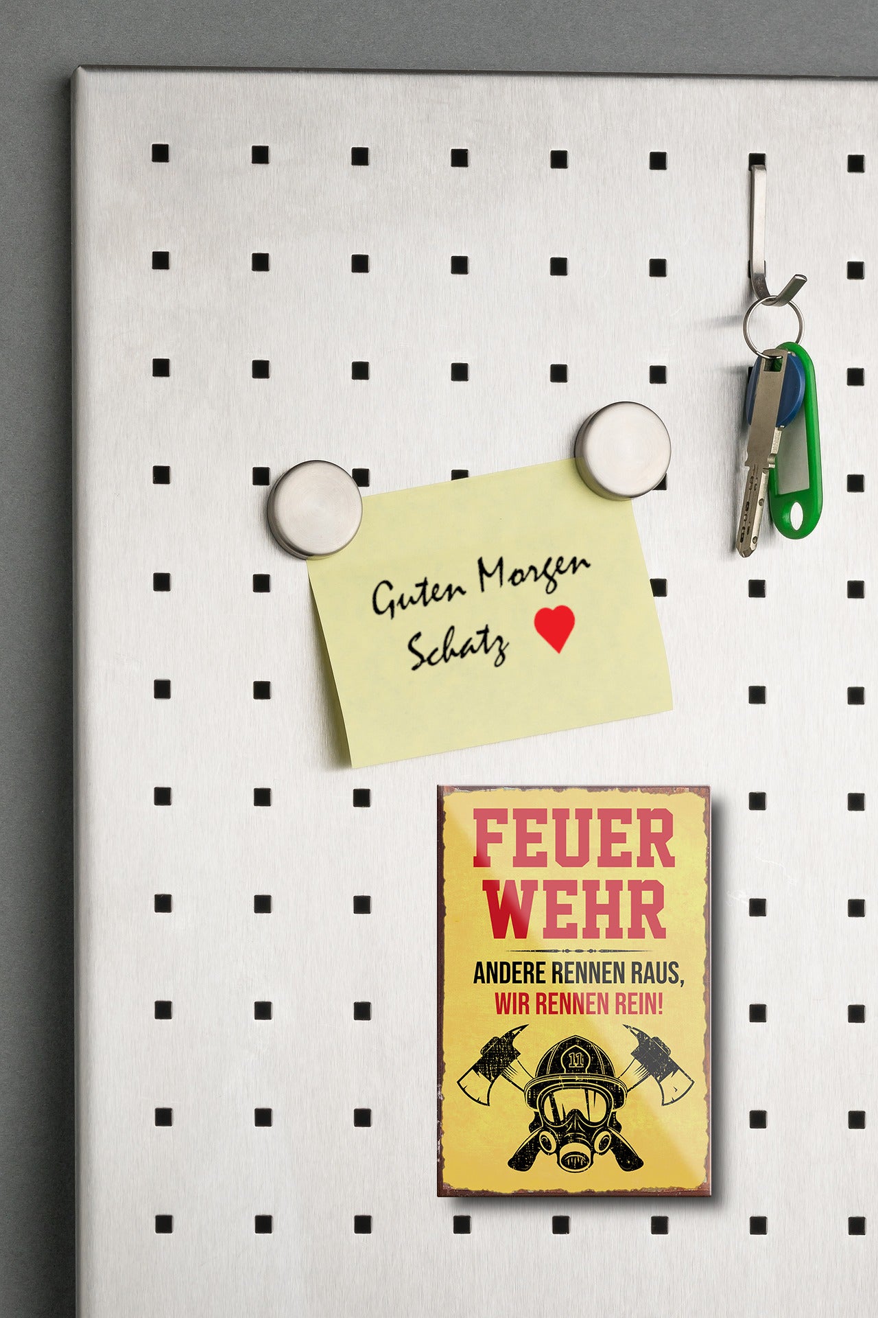 Magnet ''Feuerwehr Andere rennen raus wir rennen rein'' 9x6x0,3cm