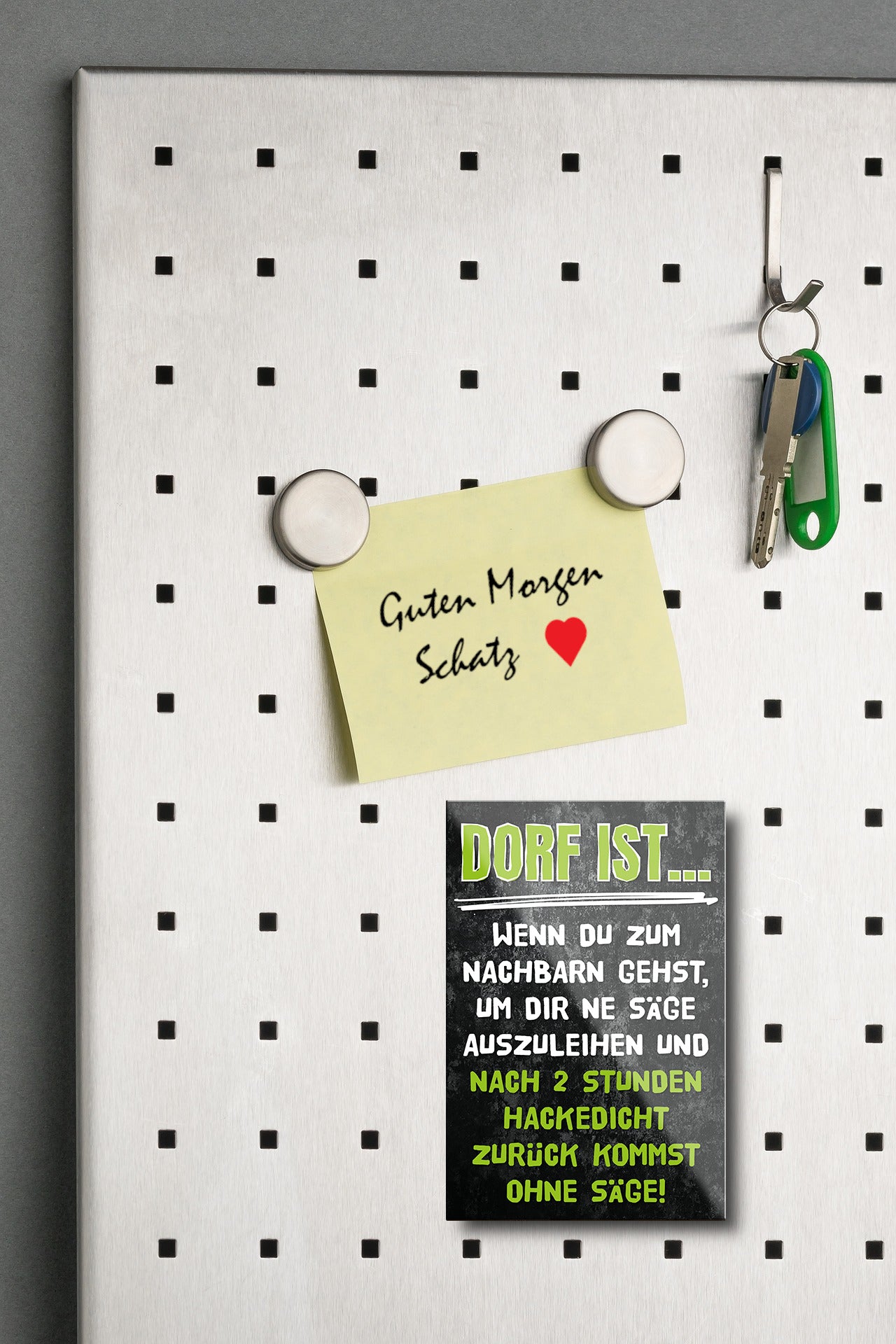 Magnet ''Dorf ist wenn du zum Nachbarn gehst'' 9x6x0,3cm