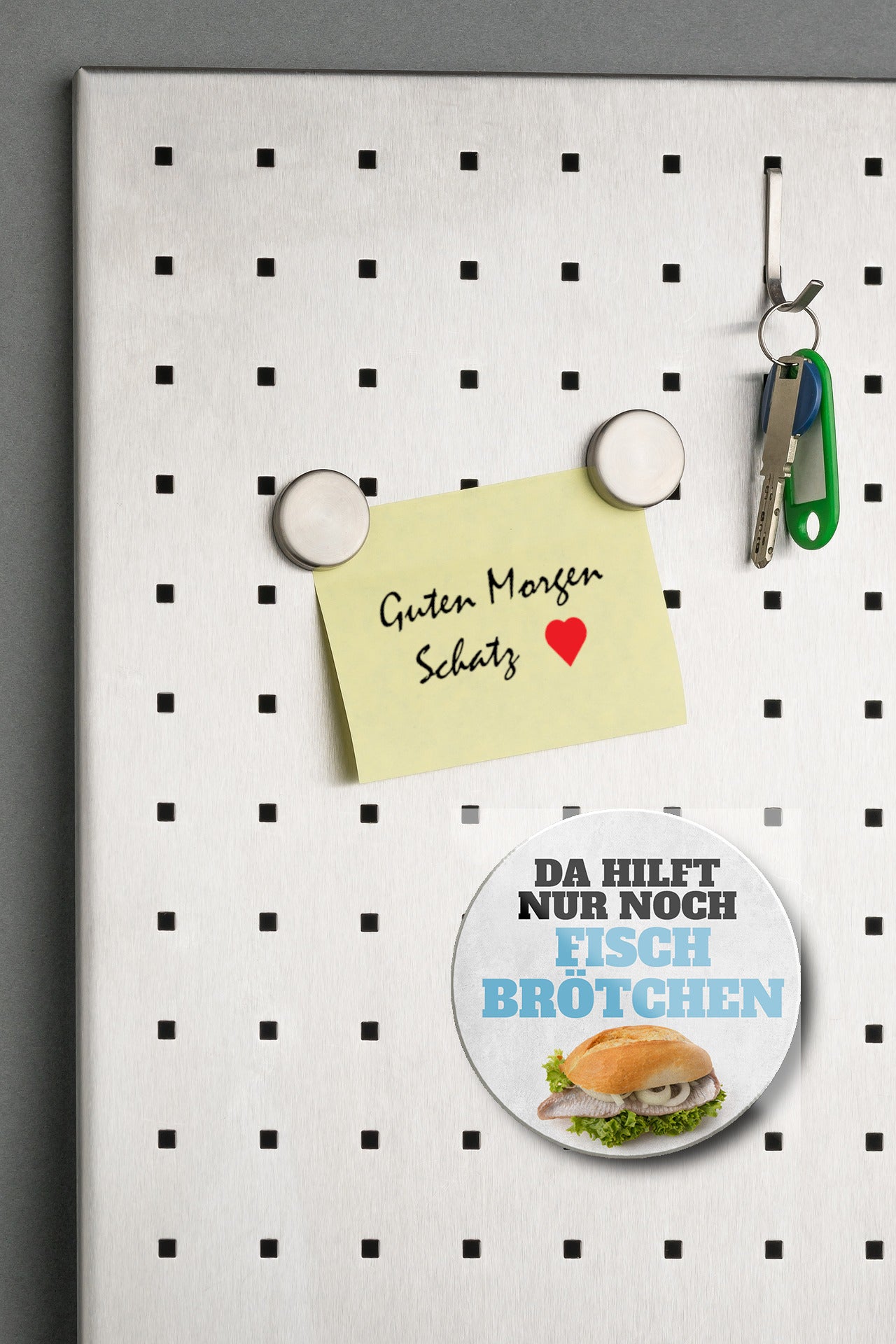 Magnet ''Da hilft nur noch Fischbrötchen'' 8x8x0,3cm