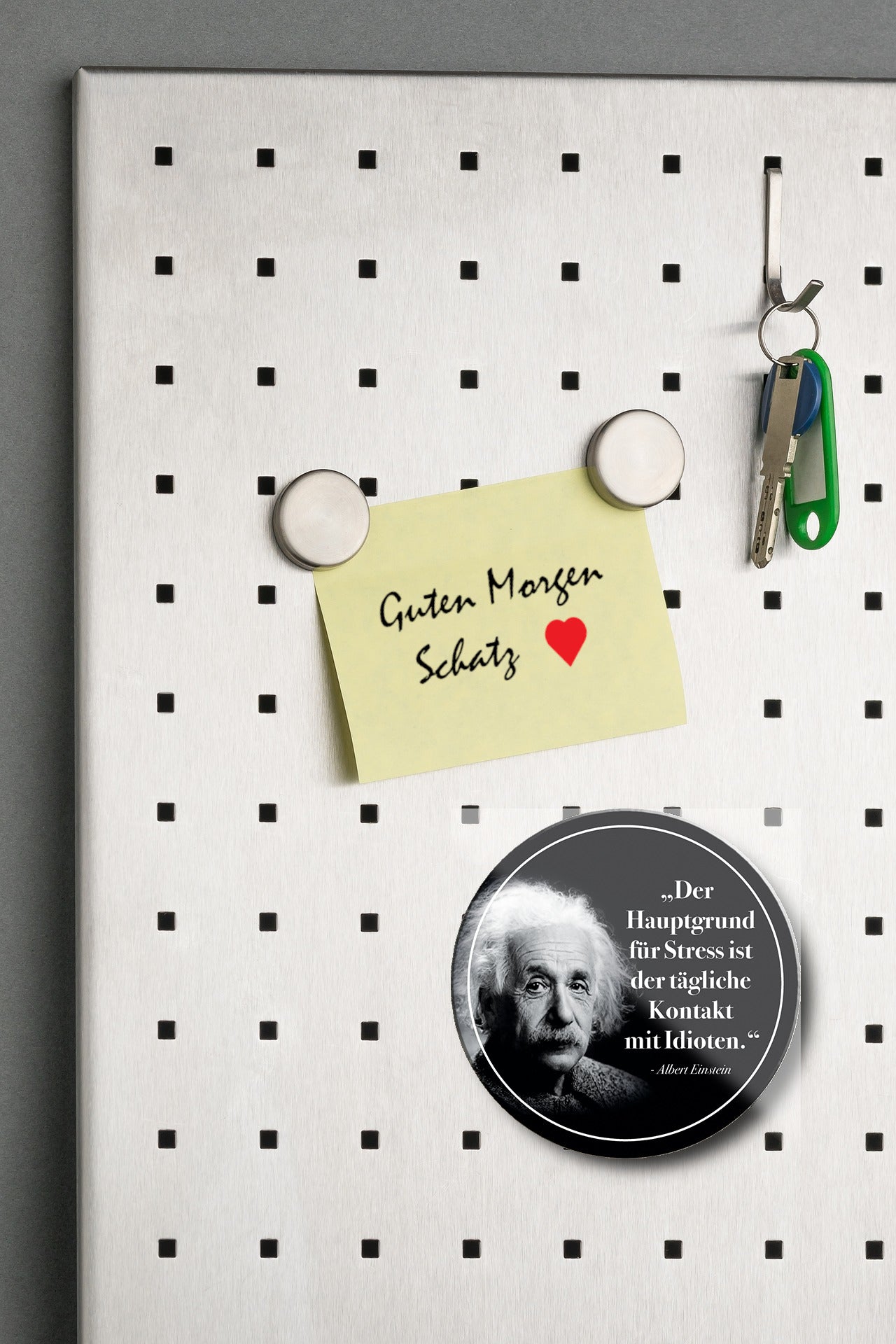 Magnet ''Der Hauptgrund für Stress (Einstein)'' 8x8x0,3cm