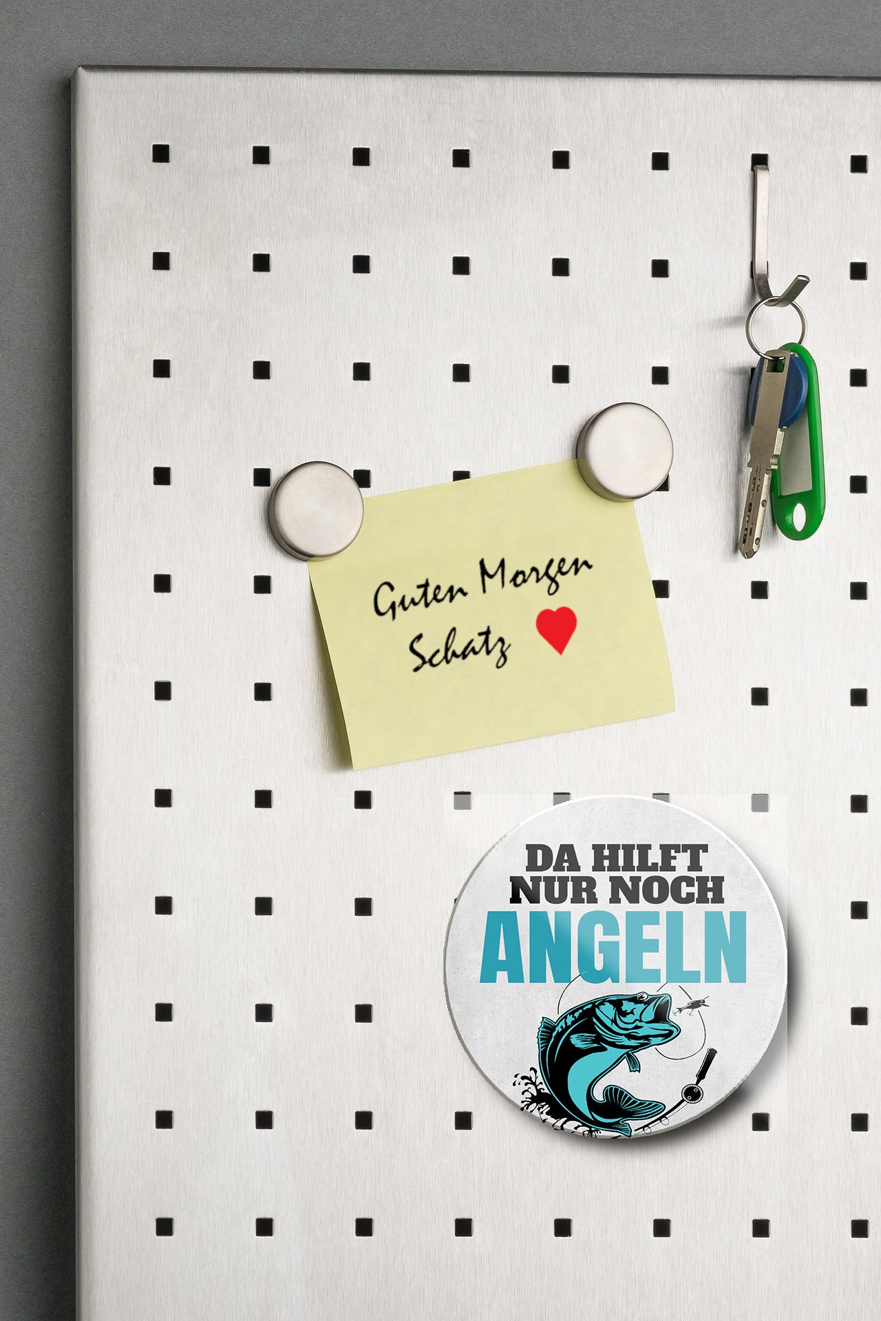 Magnet ''Da hilft nur noch Angeln'' 8x8x0,3cm