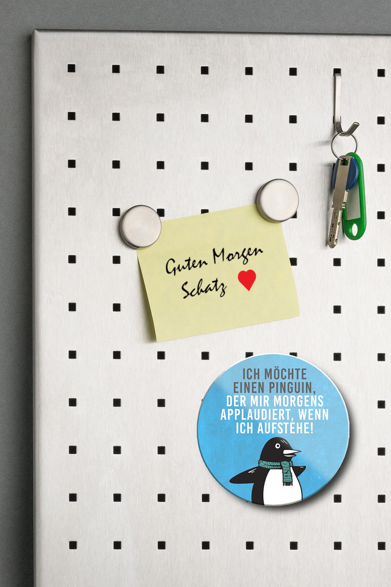 Magnet ''Ich möchte einen Pinguin'' 8x8x0,3cm
